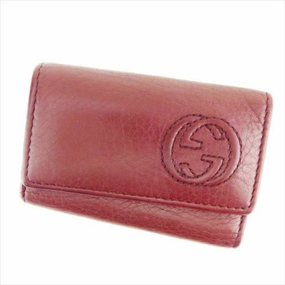 AUTH Gucci Key holder Interlocking Red Silver Woman unisex - Picture 1 of 7